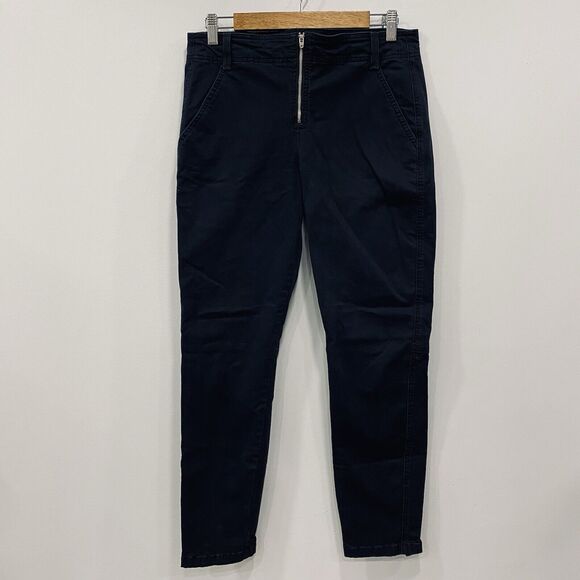 A.L.C 8 Washed Black Quintin Stretch Cotton Front Zip Slim Pants Moto Minimalist - Picture 3 of 16